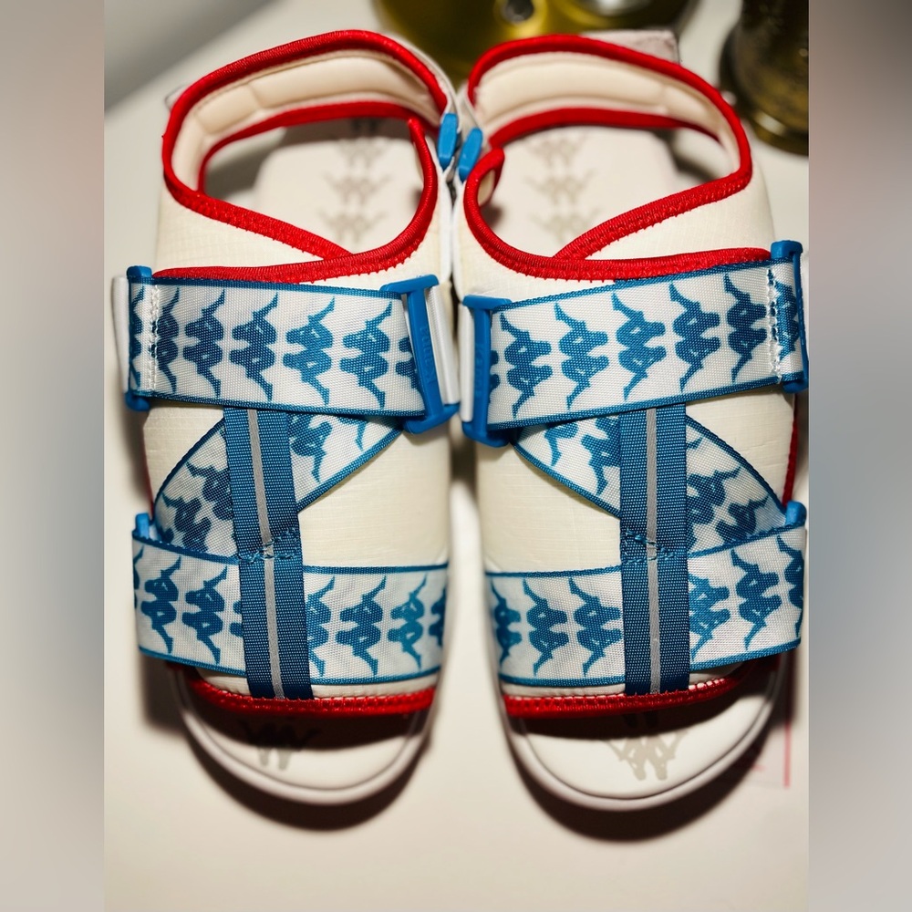 NWT KAPPA Lapis 222 BANDA MITEL 2 Slide Sandals White/Red/Blue Size USA 9 Unisex